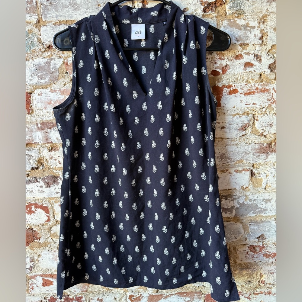 CAbi Black and White Sleeveless Top